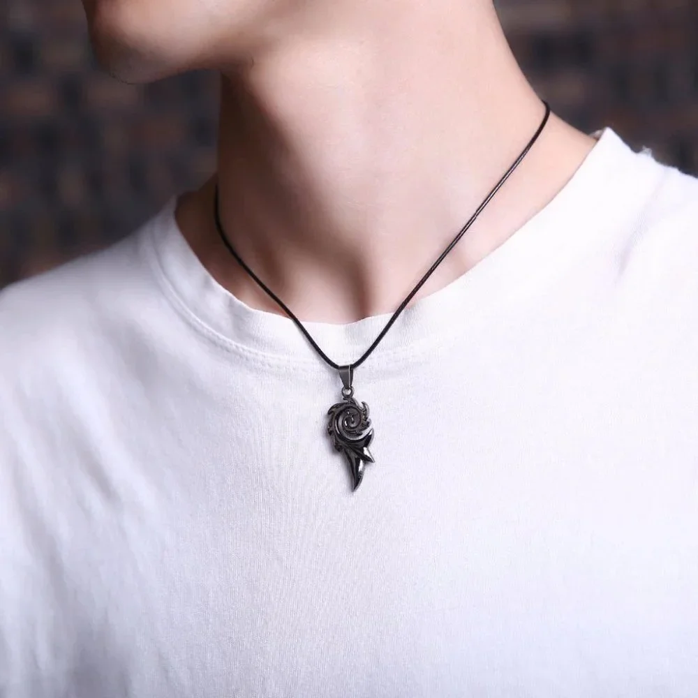 ❤️Fashion Fire Flame Pendants Leather Choker Necklaces for women/menN90201P172